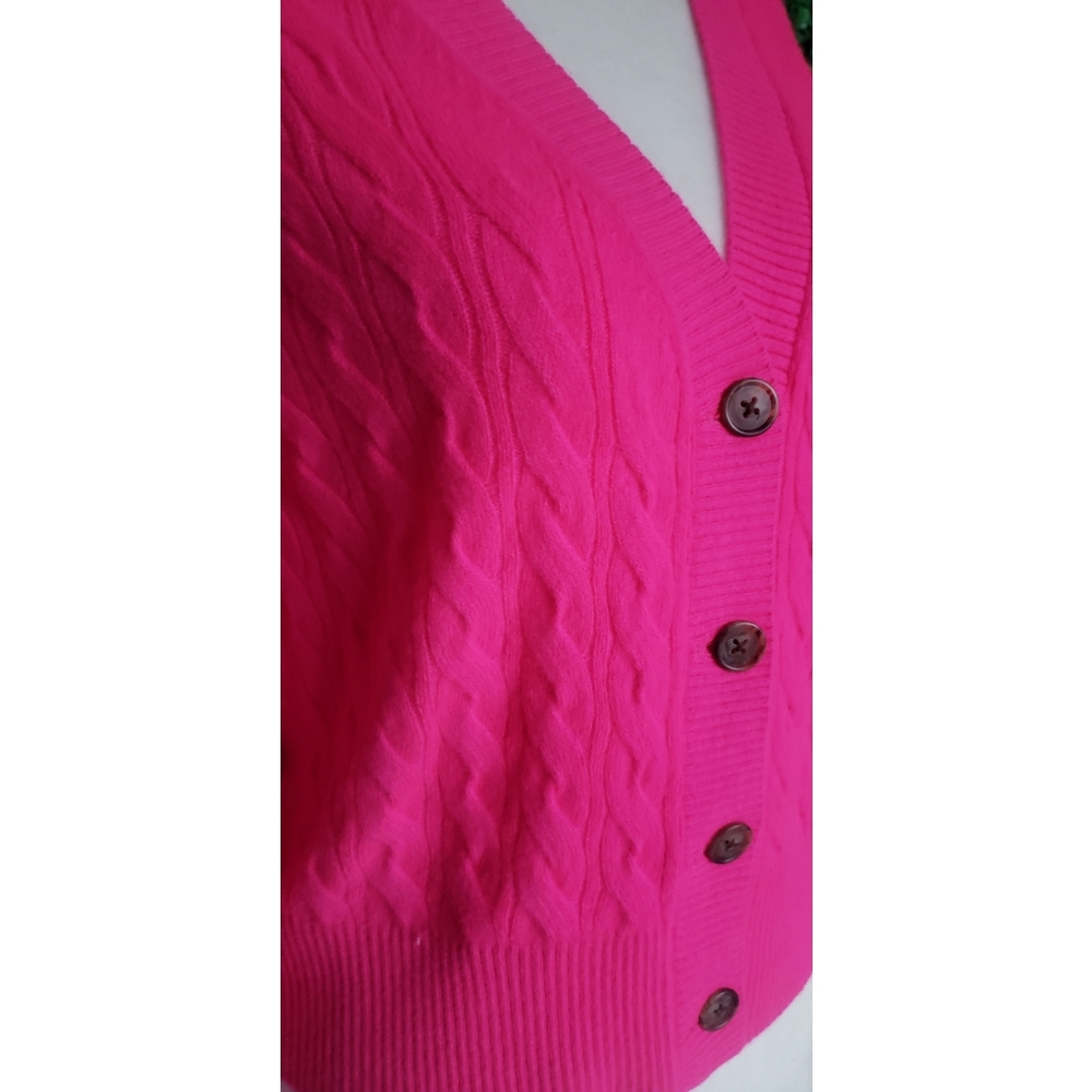 J.Crew Cashmere shrunken cable-knit V-neck cardigan sweater - Picture 5 of 8